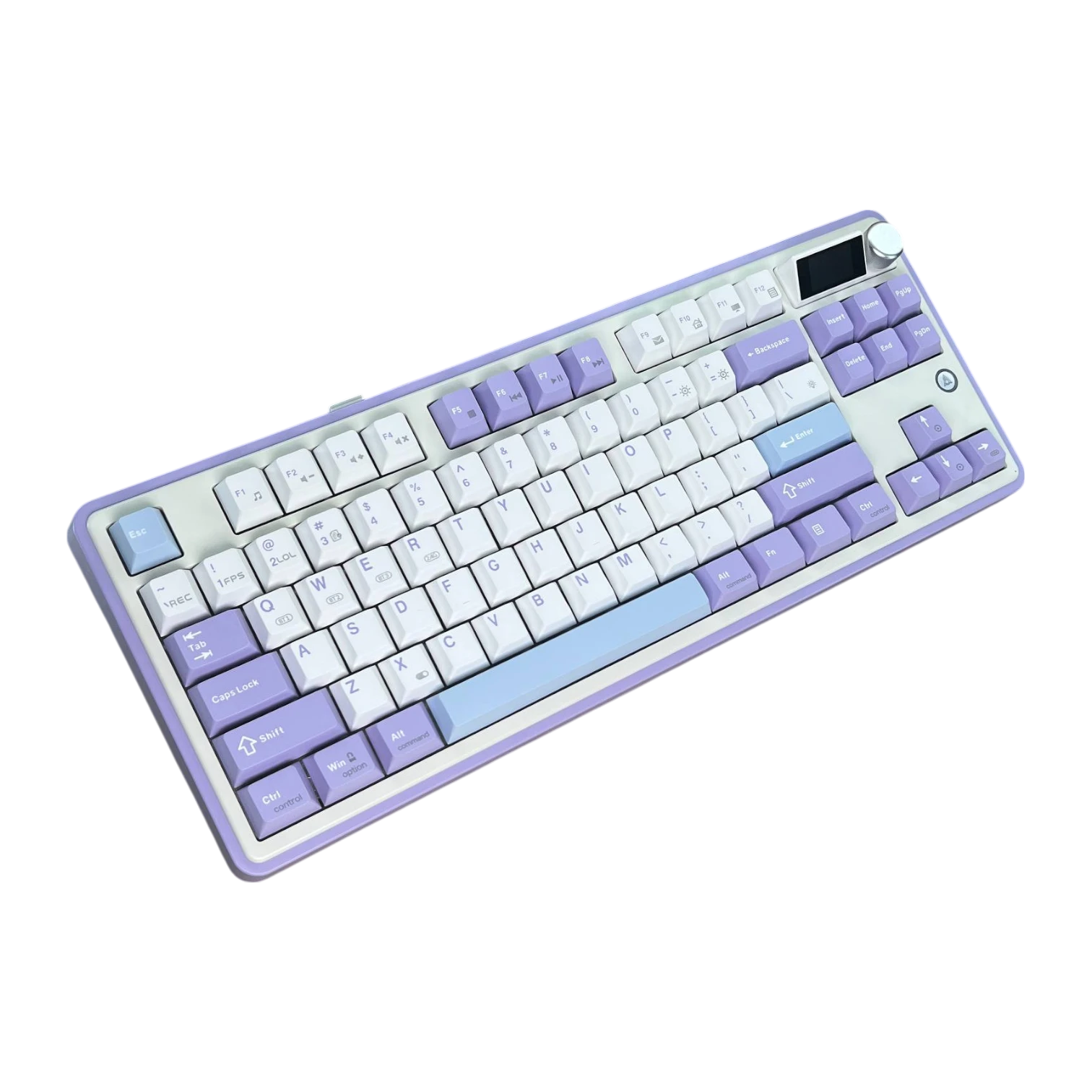 Ajazz AK870 – Ekranlı  Üç Modlu Mor Beyaz Mavi Klavye -Flying Fish Shaft Switch