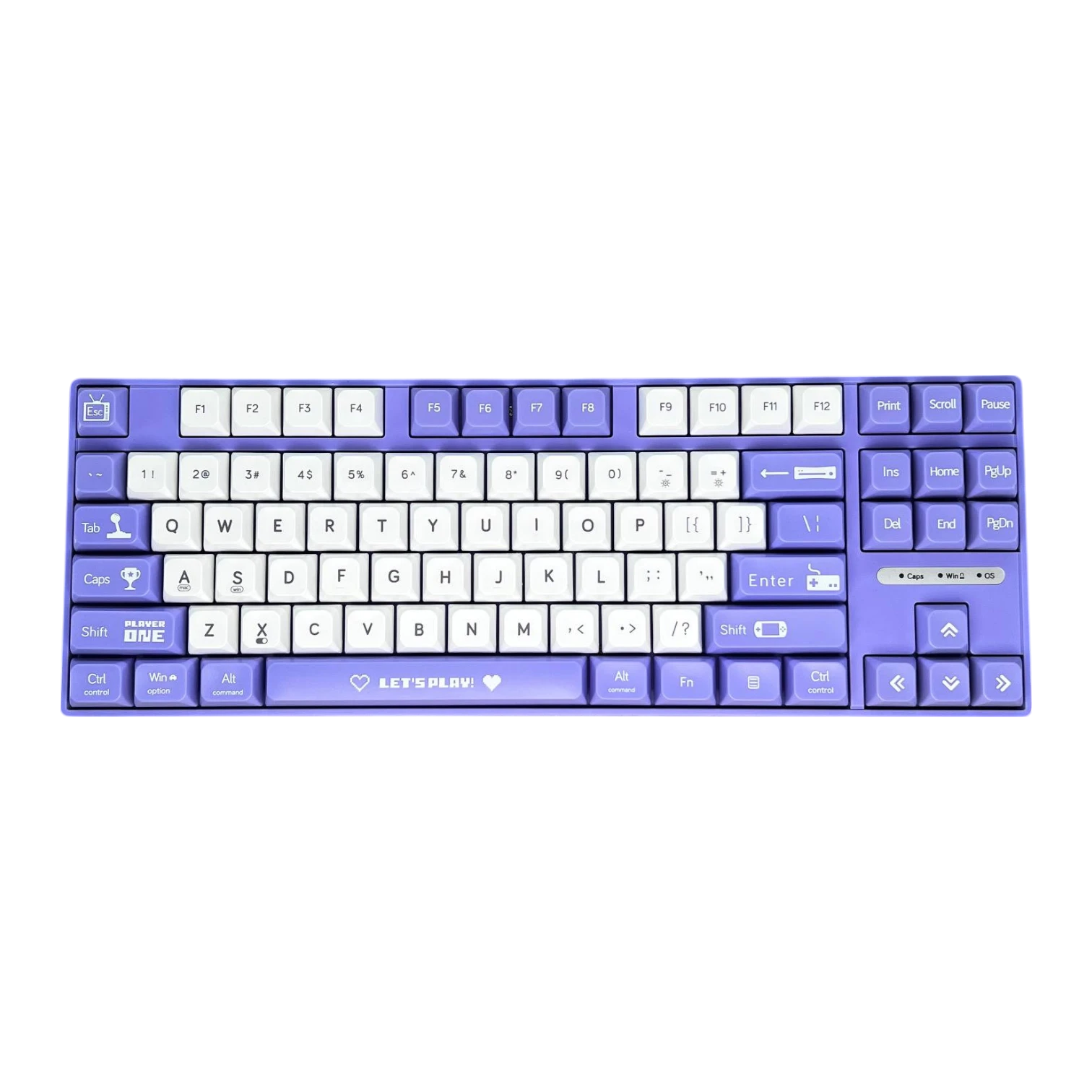 Ajazz AK870MC   Kablolu Mekanik Klavye - Lineer/Taktile Switch - Mor Beyaz