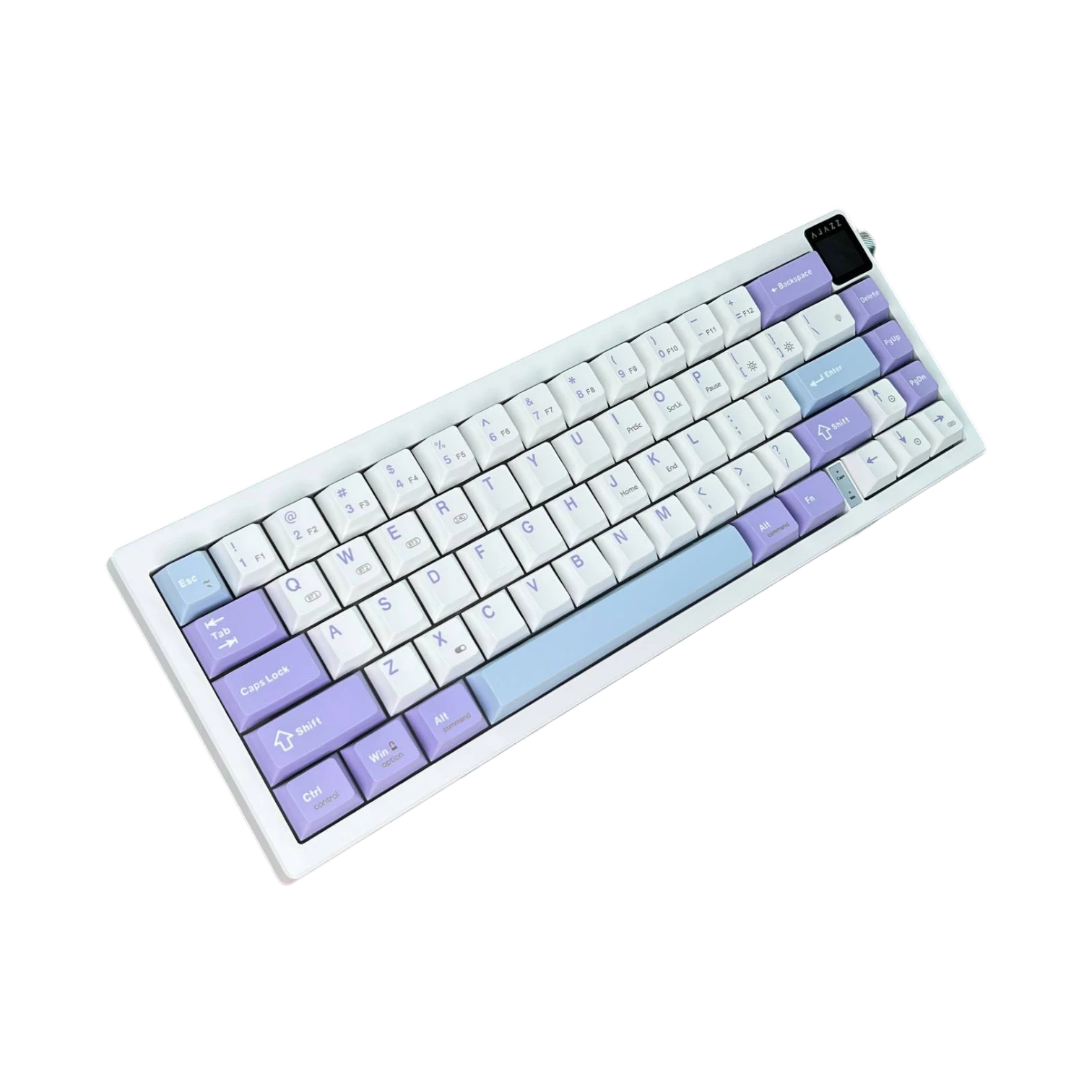 Ajazz AK650 Flying Fish Switch Mor Beyaz ve  Mavi Üçlü mod Rgb Tft Ekranlı Klavye