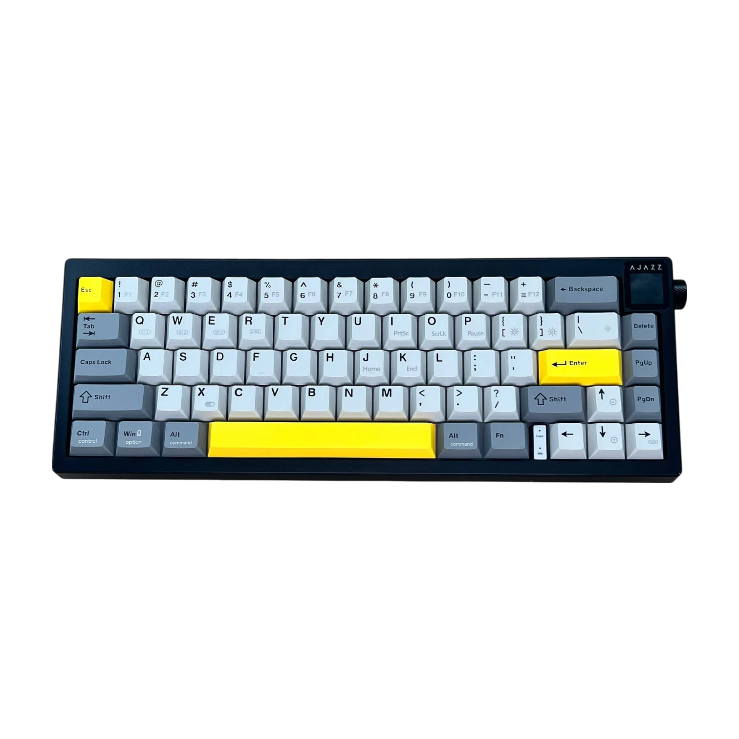 Ajazz AK650 Dreamweaver Switch Orijinal Siyah Gri Sarı Üç Modlu Ekranlı RGB Klavye