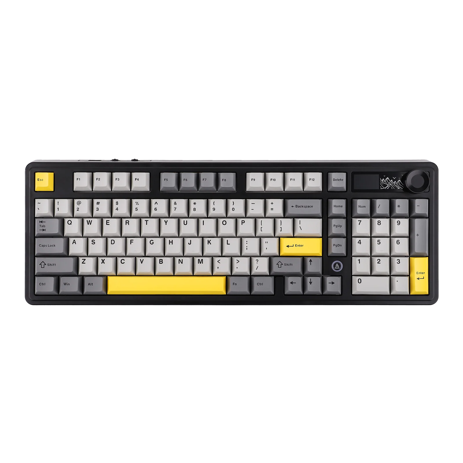 Ajazz AK980 – Siyah Gri Sarı Temalı, Ekranlı RGB Mekanik Klavye (Sessiz Switch, Üç Modlu)