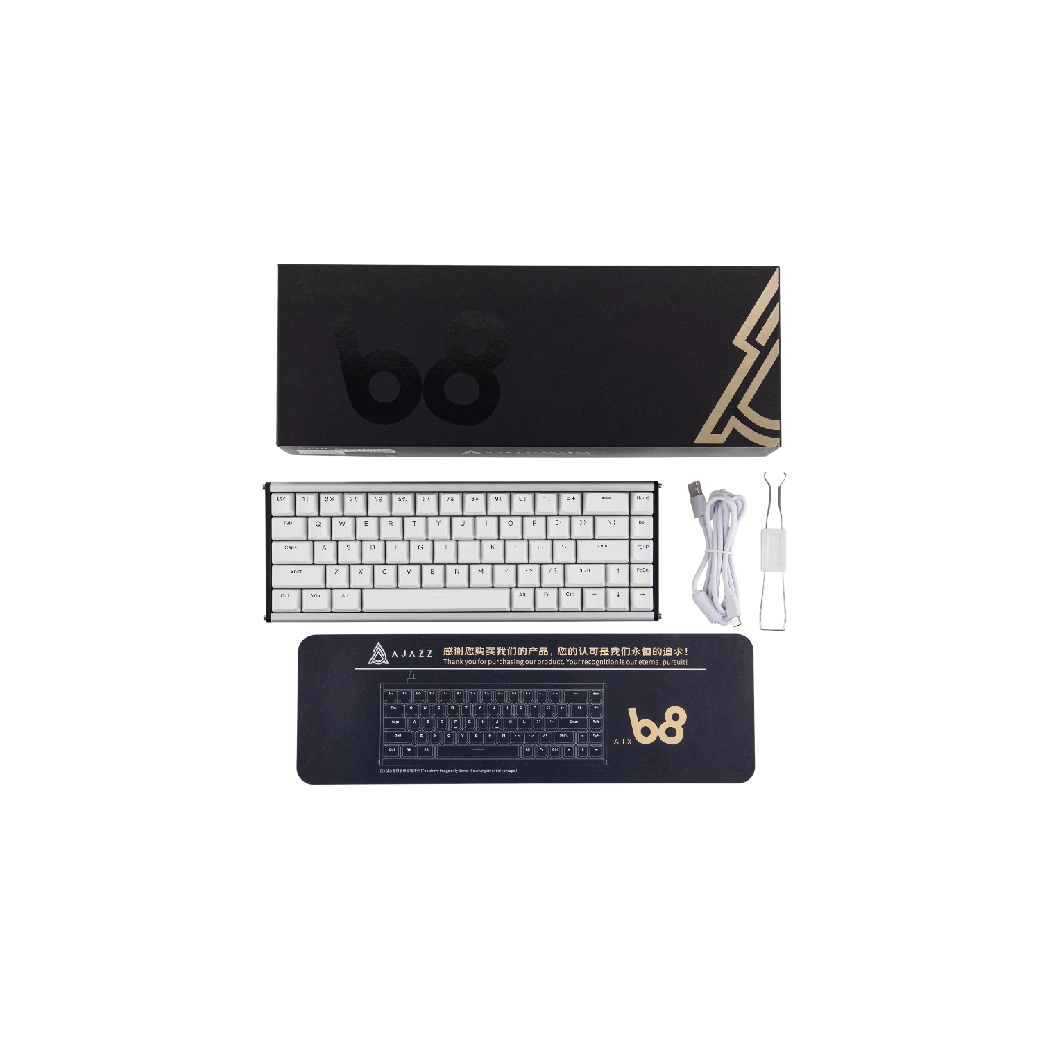 Ajazz ALUX68 PLUS – ABS RGB Işıklı Mekanik Klavye - Manyetik Rice Switch - Beyaz