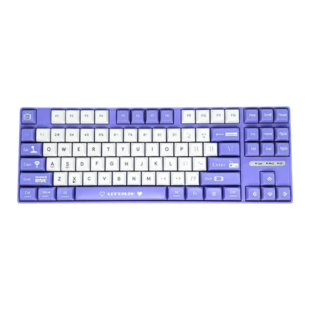 Ajazz AK870MC   Kablolu Mekanik Klavye - Lineer/Taktile Switch - Mor Beyaz