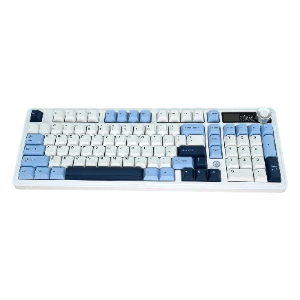 Ajazz AK980 – Mavi-Beyaz-Lacivert Temalı, Ekranlı RGB Mekanik Klavye (Sessiz Switch, Üç Modlu)