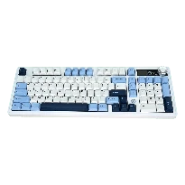 Ajazz AK980 – Mavi-Beyaz-Lacivert Temalı, Ekranlı RGB Mekanik Klavye (Sessiz Switch, Üç Modlu)