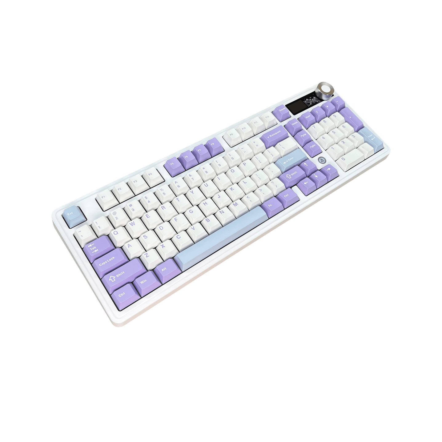 Ajazz AK980 – Mor-Beyaz-Mavi Temalı, Ekranlı RGB Mekanik Klavye (Sessiz Switch, Üç Modlu)