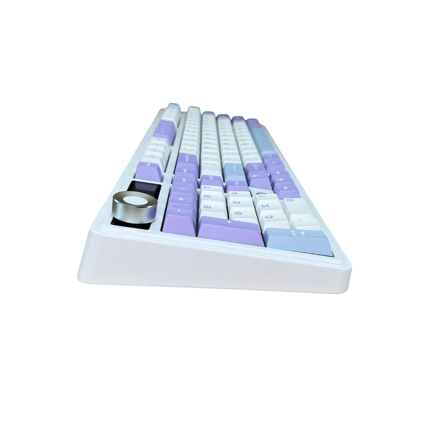 Ajazz AK980 – Mor-Beyaz-Mavi Temalı, Ekranlı RGB Mekanik Klavye (Sessiz Switch, Üç Modlu)