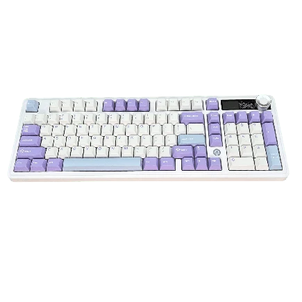 Ajazz AK980 – Mor-Beyaz-Mavi Temalı, Ekranlı RGB Mekanik Klavye (Sessiz Switch, Üç Modlu)