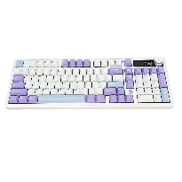 Ajazz AK980 – Mor-Beyaz-Mavi Temalı, Ekranlı RGB Mekanik Klavye (Sessiz Switch, Üç Modlu)