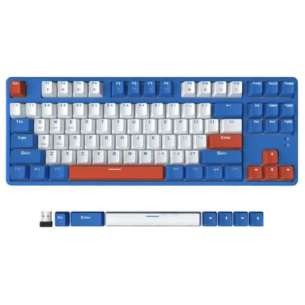 Ajazz AK871 Blue Island – Çift Modlu Kablosuz (BT 5.0 + 2.4 GHz) Mekanik Klavye