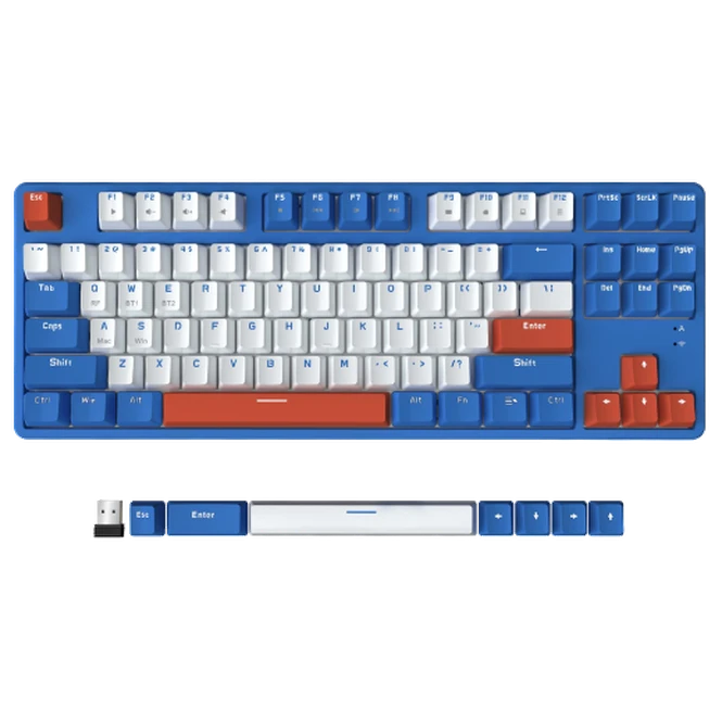 Ajazz AK871 Blue Island – Çift Modlu Kablosuz (BT 5.0 + 2.4 GHz) Mekanik Klavye
